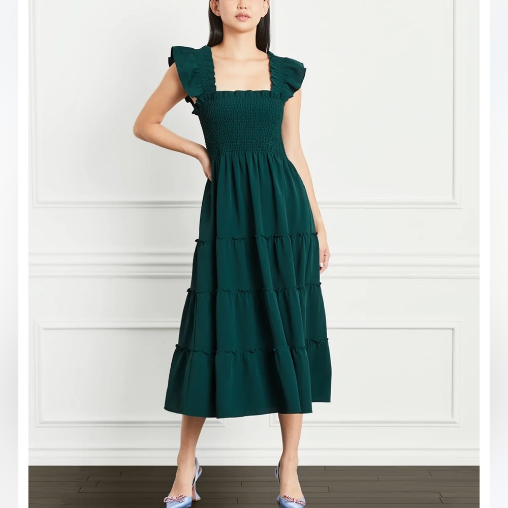 Hill House Home ellie nap dress Botanical green Garden Crepe